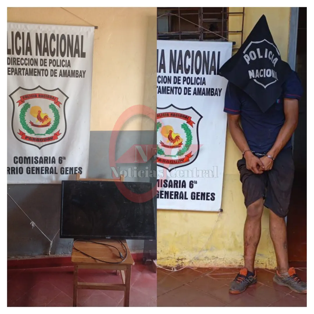 Policía detiene a un joven con televisor hurtado de una vivienda en Pedro Juan Caballero