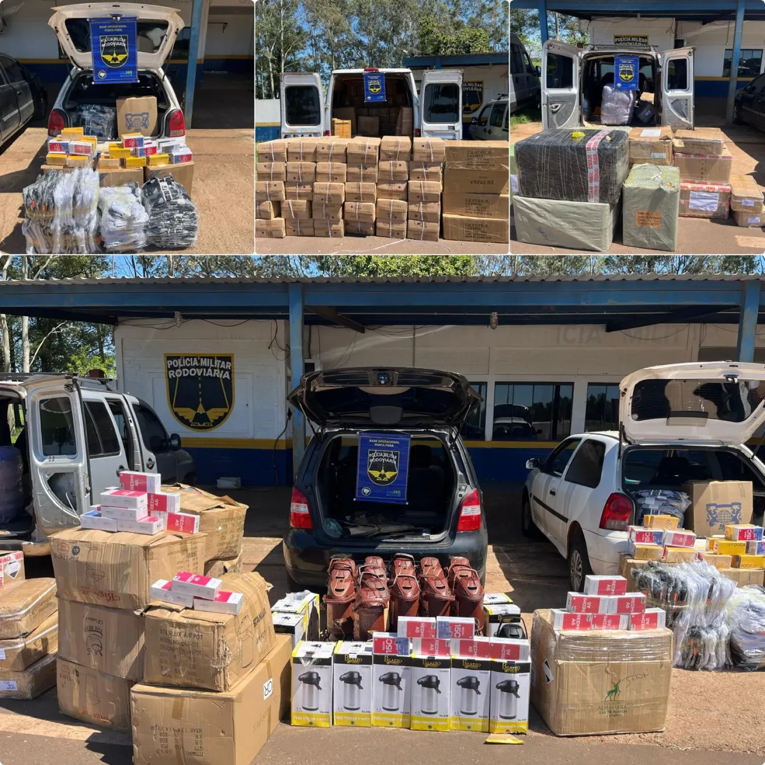 Policía Militar Rodoviária intercepta tres vehículos con contrabando en Ponta Porã