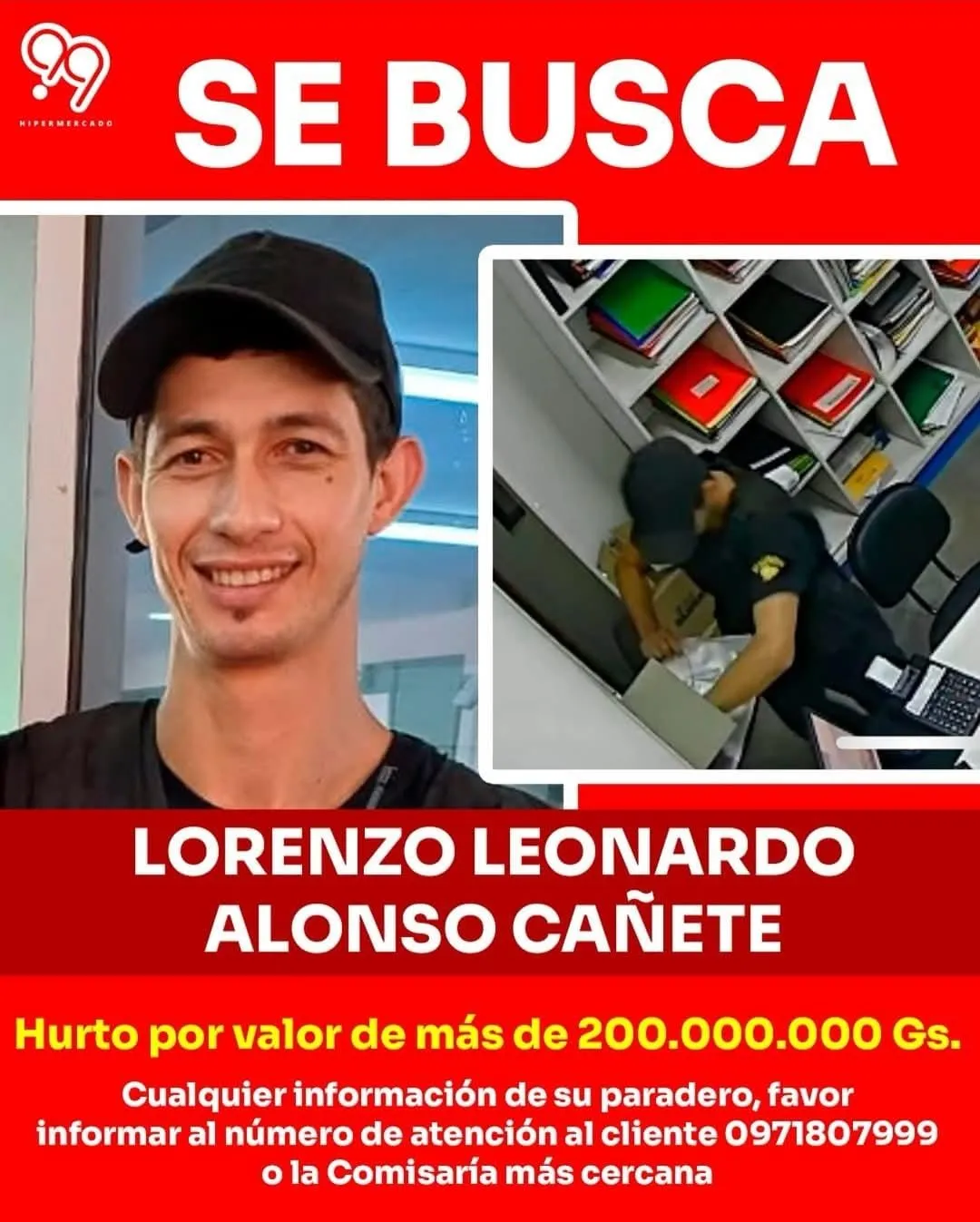 Denuncian a guardia por hurto de G. 200 millones de un supermercado en Pedro Juan Caballero