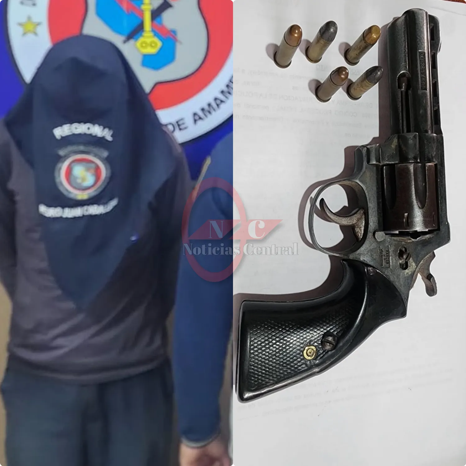 Guardia de seguridad detenido con orden de captura y arma de fuego sin documentos