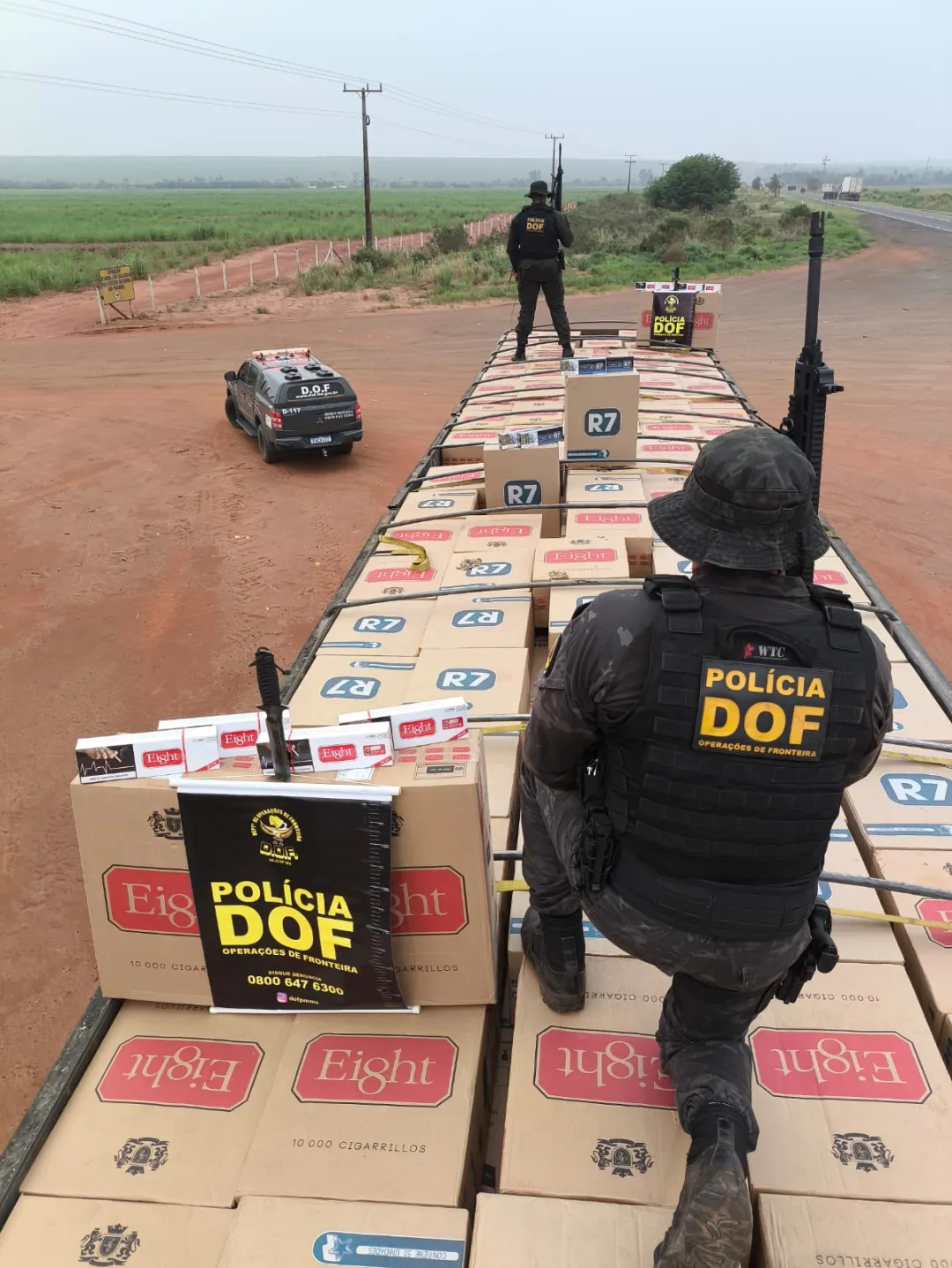 Millonaria carga de cigarrillos Paraguayo cae en un camión robado a pocos kilómetros de abandonar la Frontera