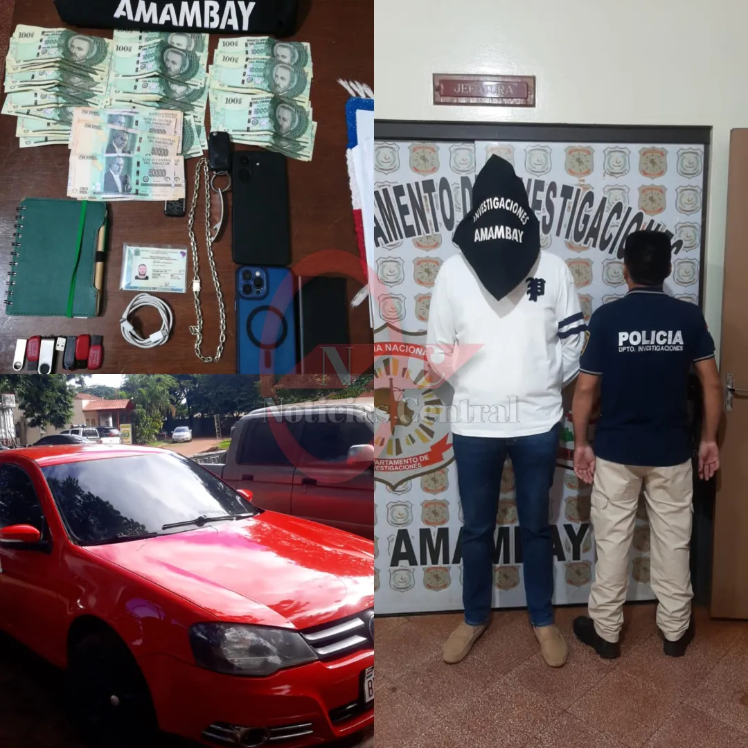 PJC: Detienen a un hombre con automóvil, dinero y objetos, todos de dudosa procedencia