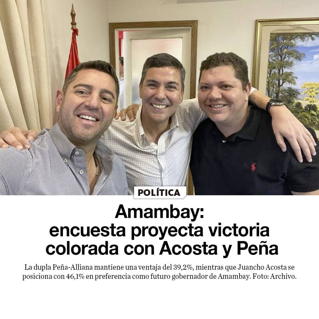 Amambay: encuesta proyecta victoria colorada con Acosta y Peña