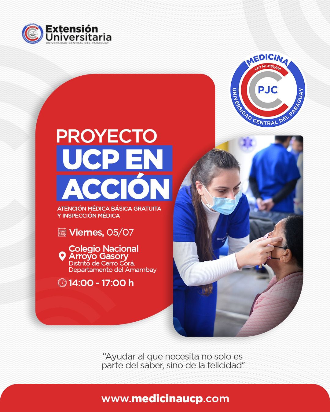 Atención médica gratuita de la UCP llega esta vez al distrito de Cerro Corá