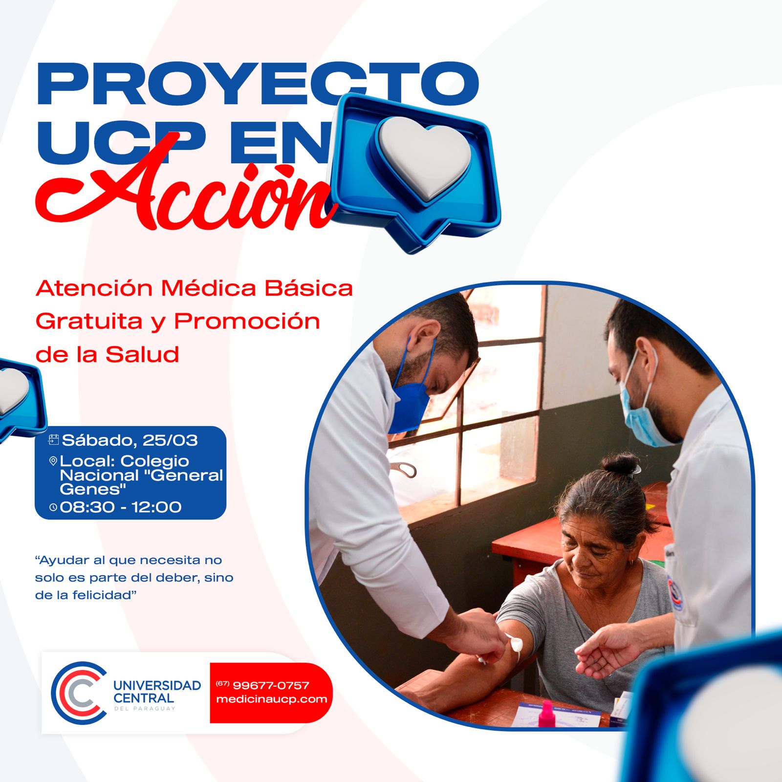 Atención médica gratuita de la UCP llega esta vez al barrio Gral. Genes