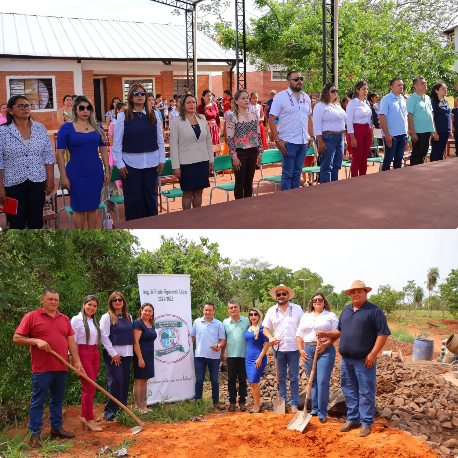 Inauguran tinglado multiuso y dan inicio a la construcción de un puente en la Colonia Santa Clara
