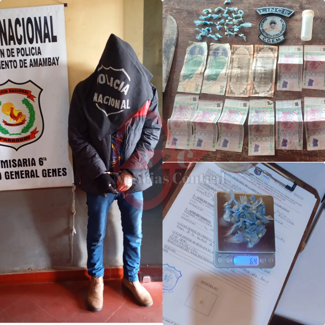 Detenido con crack, arma blanca y dinero en efectivo en Barrio General Genes