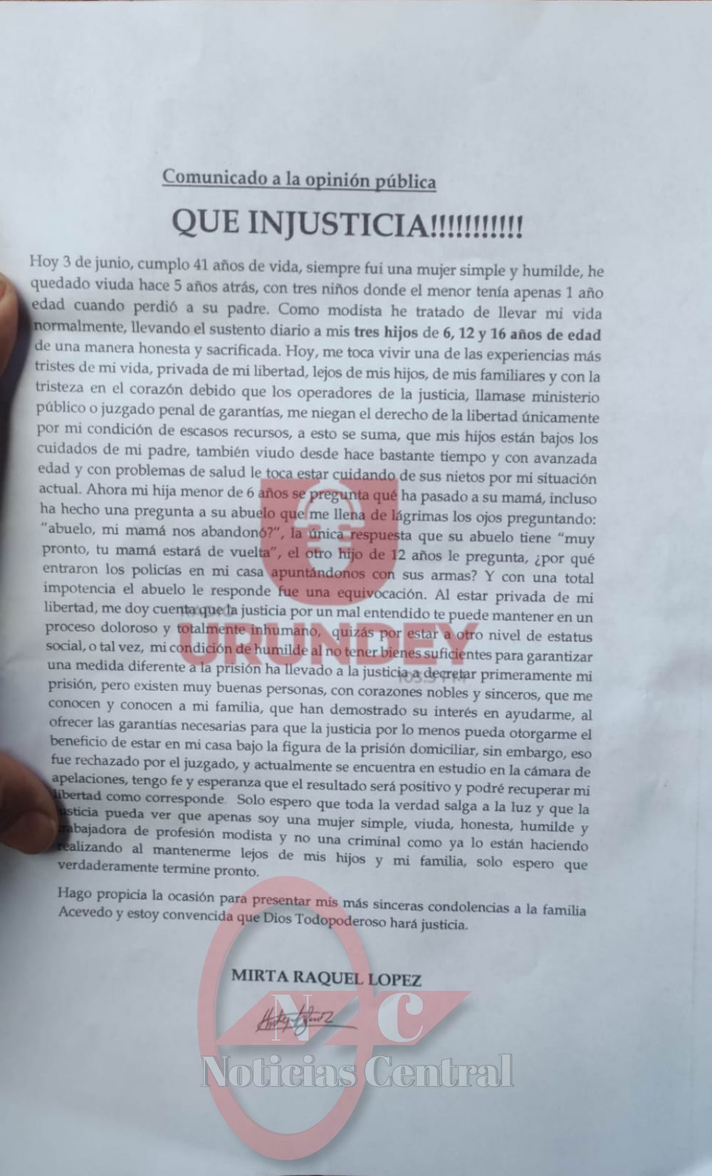 Imputada por el caso atentado contra JCA acusa injusticia y pidió prisión domiciliaria para estar con sus hijos