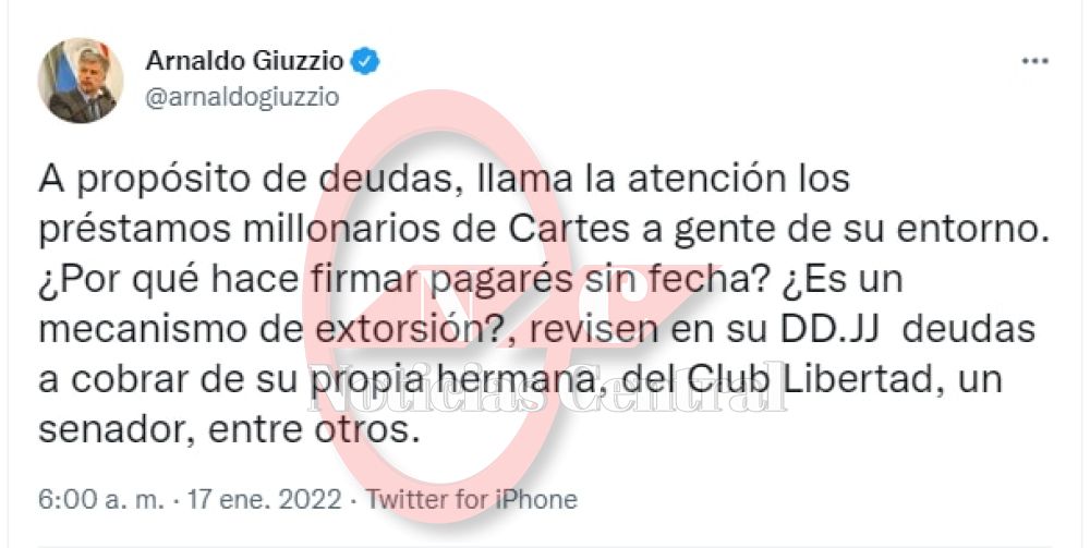 Ministro del Interior acusa de “extorsión” a Horacio Cartes