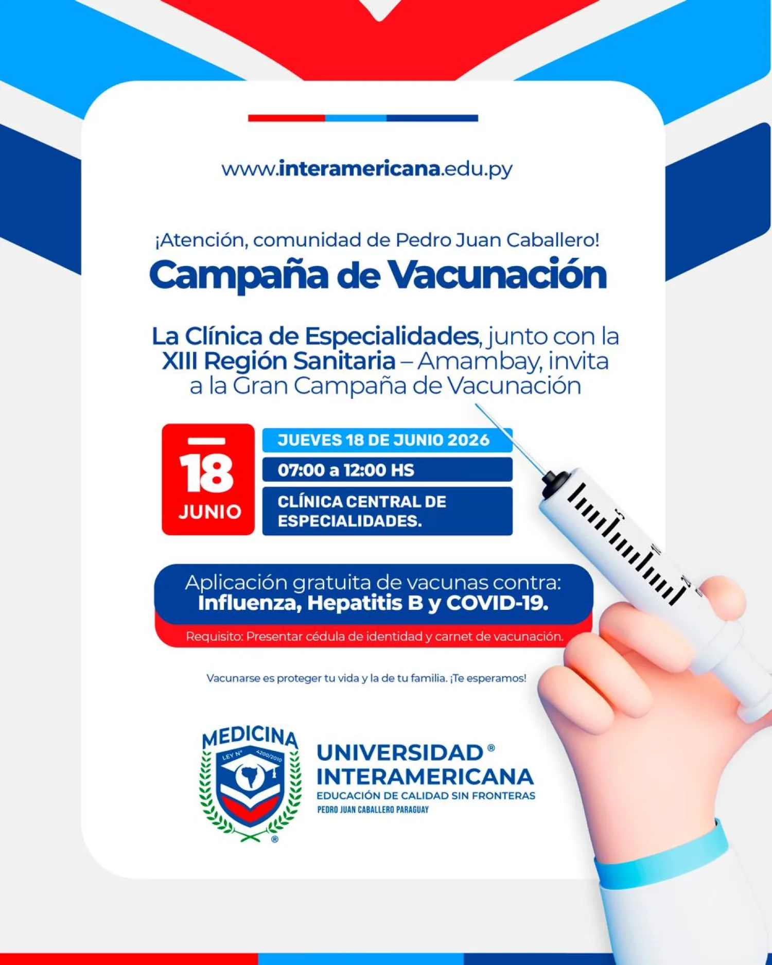 Interamericana y la XIII Región Sanitaria organizan jornada de vacunación en PJC