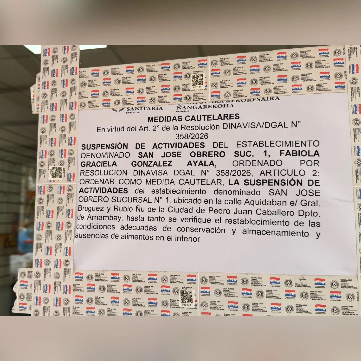 DINAVISA suspende temporalmente las actividades de 11 farmacias en Pedro Juan Caballero