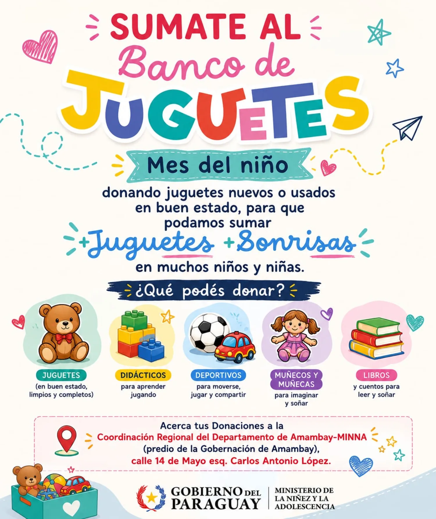 Banco de Juguetes: llaman a la ciudadanía a colaborar para llevar una sonrisa a cada niño en Amambay