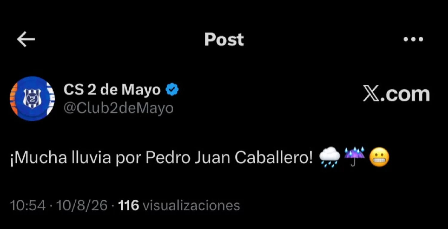 "Mucha lluvia por Pedro Juan": 2 de Mayo responde con ironía al reclamo de Olimpia y su vicepresidente destaca el trabajo del equipo