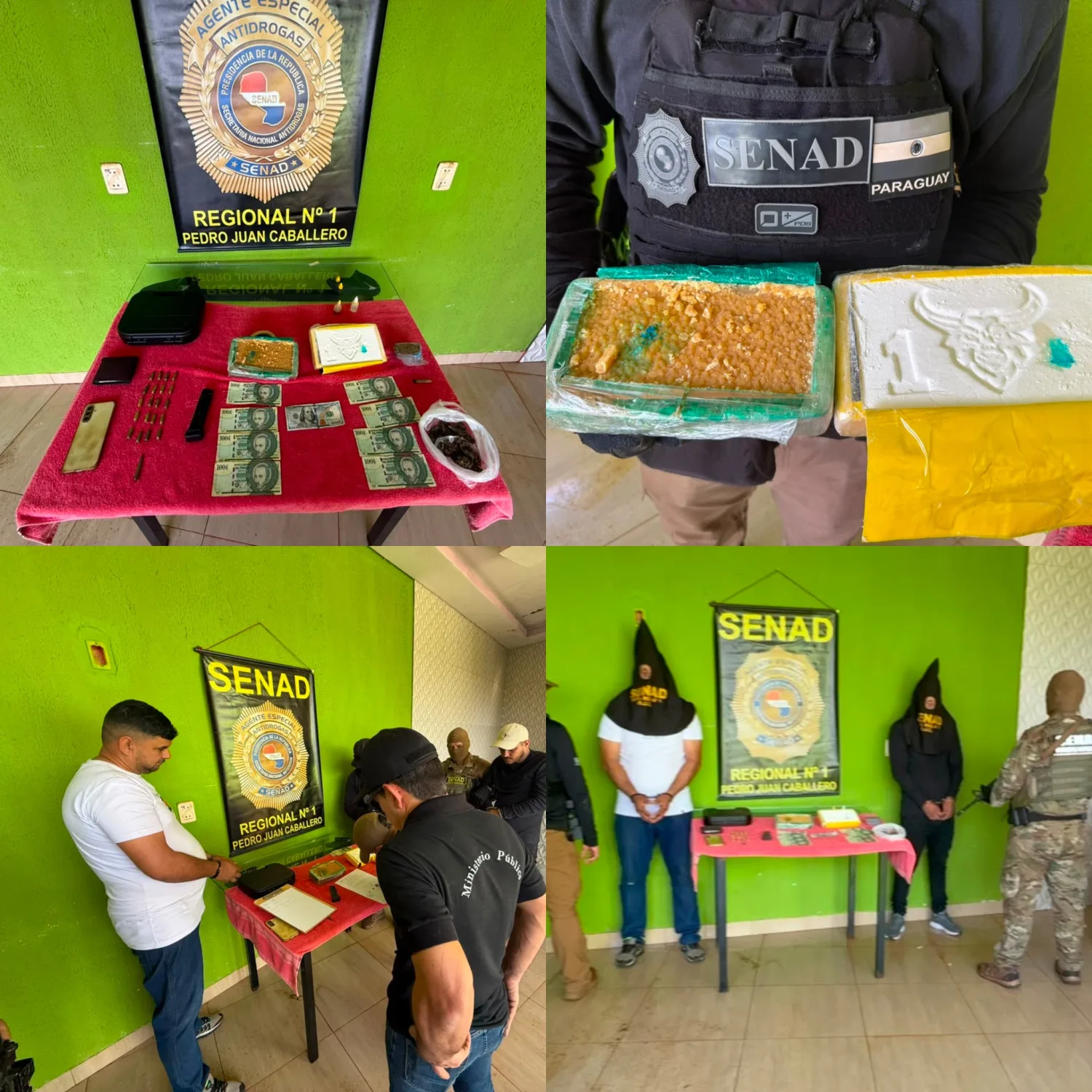 Allanamiento de la SENAD en PJC: incautan más de 2 kilos de cocaína y detienen a dos personas