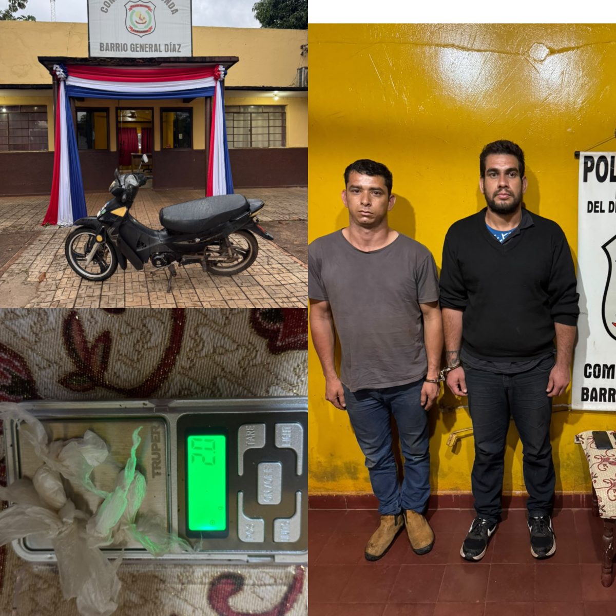 Dos hombres fueron aprehendidos con presunta cocaína y una motocicleta indocumentada en Pedro Juan Caballero
